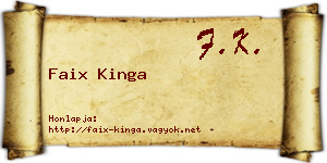 Faix Kinga névjegykártya